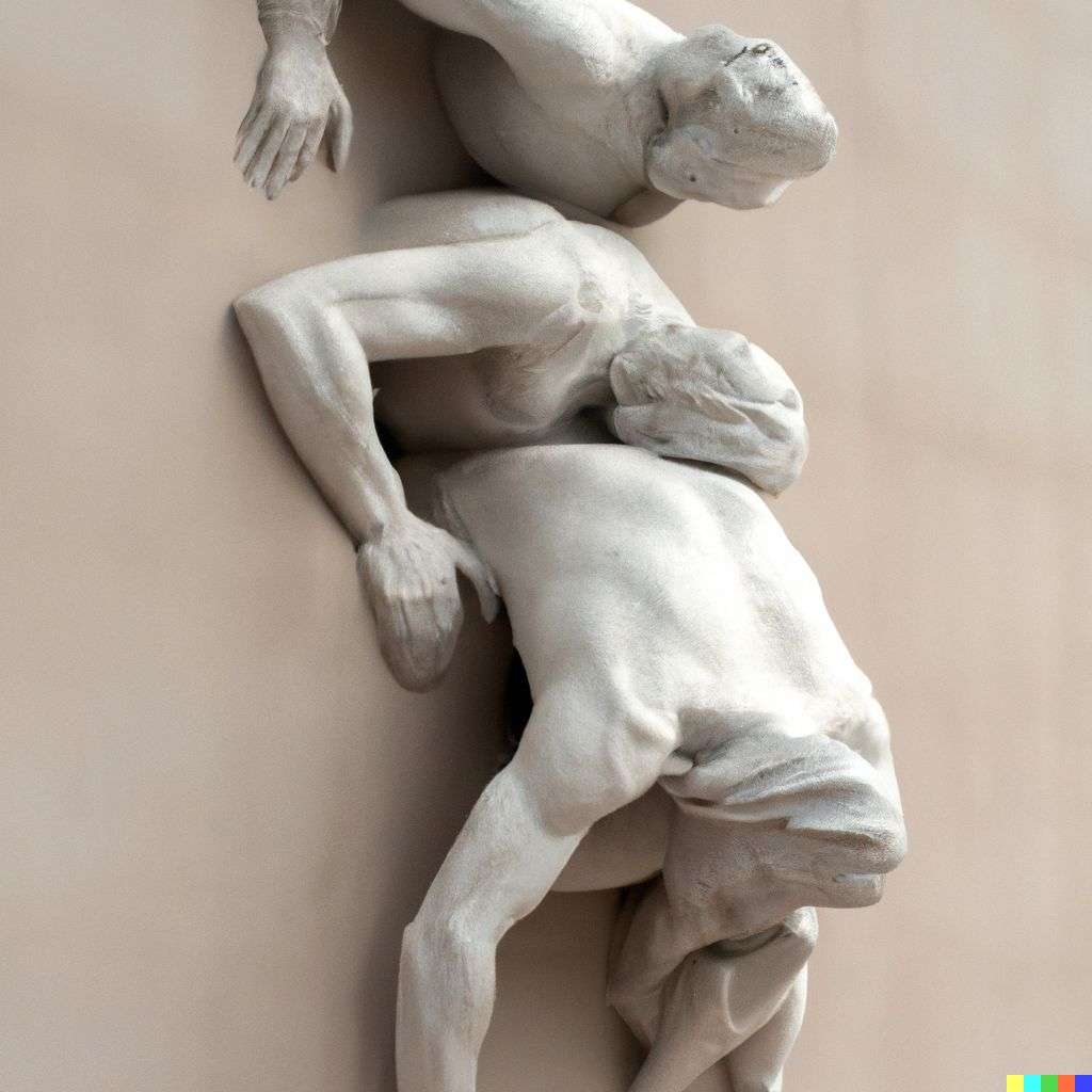 the discovery of gravity, marble sculpture